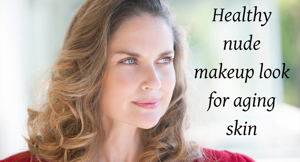 Healthy nude makeup look for aging skin